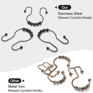 Rust Resistant Metal Double Glide <b>Shower</b> Hooks Rings for Bathroom <b>Shower</b> Rods Curtains - Product Image 2