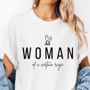 T-shirt casual da donna a maniche corte girocollo con stampa grafica Woman Of A Certain Rage, 100% cotone, vestibilità ampia, in jersey - Product Image 3