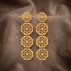 Pendientes de latón hechos a mano con piedras preciosas, estilo étnico, unisex, bohemio, para aniversario - Product Image 3