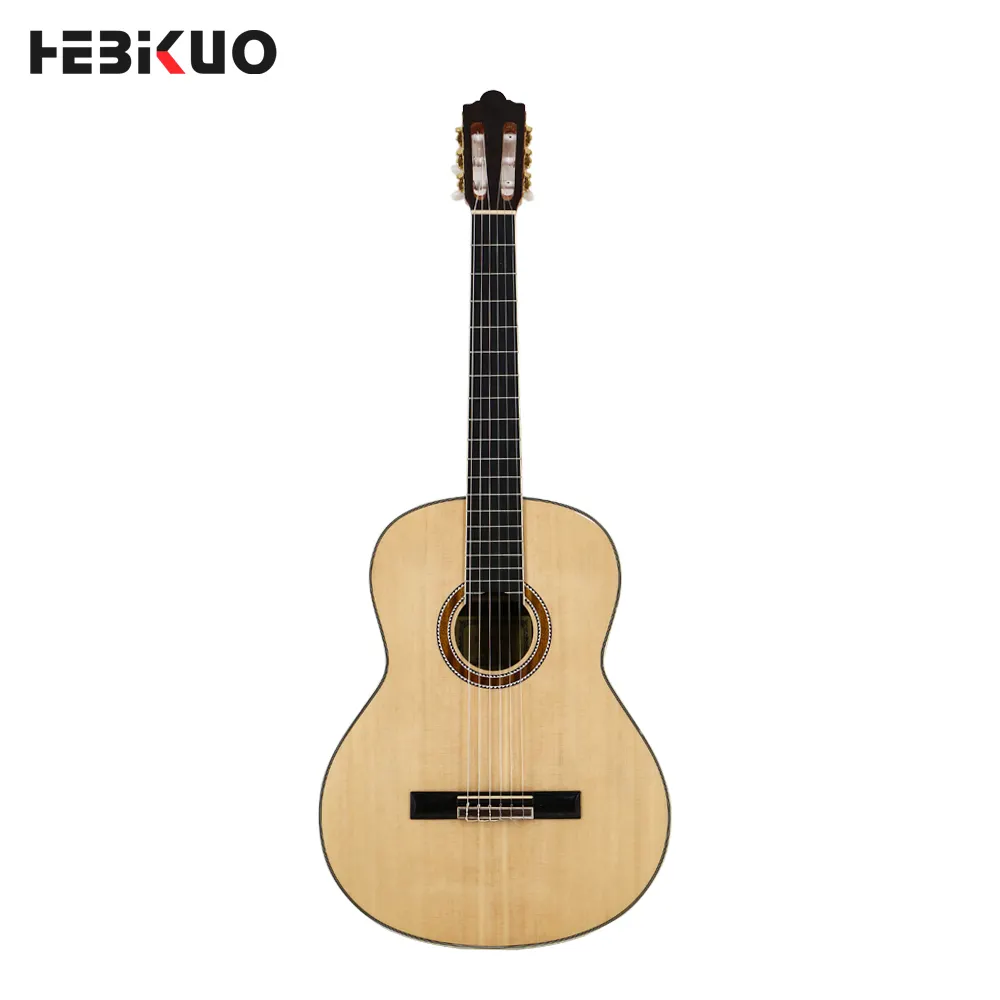 E39-410 39 pouces forme ronde haut épicéa dos et côté Sapele mat guitare classique faite à la main