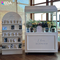 LEDA Chariot à bonbons floral blanc personnalisé en gros, prix d'usine, décoration florale, chariot à sucreries pour mariage, événement, restauration