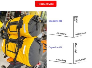 Tas Bagasi Motor Anti Air PVC 40L dengan Ritsleting, Pegangan Lembut, untuk Perjalanan Jarak Jauh, Dudukan Belakang Mobil - Product Image 5