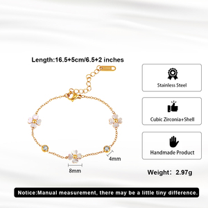 MILO MLSTZSB06 สร้อยข้อมือแฟชั่นผู้หญิงประดับด้วยดอกไม้และเพชรคิวบิกเซอร์โคเนีย ตัวเรือนสแตนเลสสตีลชุบทอง ทำด้วยมือ - Product Image 2