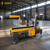Machine de scellage de cartons entièrement automatique Goldtec GTF-AT5050 certifiée CE, avec pliage de rabats et ajustement automatique du ruban adhésif supérieur et inférieur