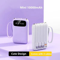 Mini Banco de Energía Colorido de 10000 mAh con Enchufe, 4 Cables, Correa, Linterna, Carga Rápida, Cargador de Batería Portátil para Viajes