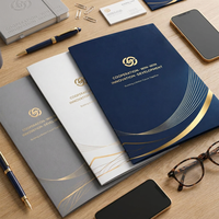 Carpeta de Papel A4 Personalizada, Carpeta de Archivo para Documentos de Oficina, Almacenamiento de Currículum, Organizador de Pruebas Estudiantiles, Portafolios Corporativo con Lámina Dorada