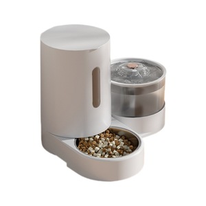 Fuente de agua eléctrica para mascotas, alimentador automático, gran capacidad, dispensador de agua con separación de agua seca y húmeda, agua y comida - Product Image 3