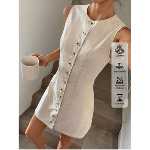 Vestidos informales de algodón para mujer con marca personalizada disponible de fábrica OEM ODM con soporte completo para personalización - Product Image 1