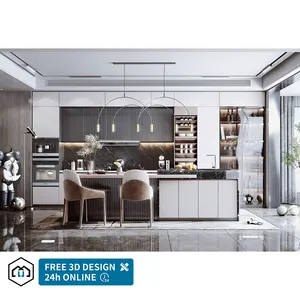 Комплексное проектное обслуживание, роскошный деревянный набор кухонных шкафов, автоматическая акриловая кухонная мебель в европейском стиле