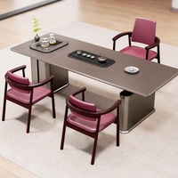 Ensemble de table basse intelligente moderne pour PDG, avec rangement, en bois massif, mobilier de direction