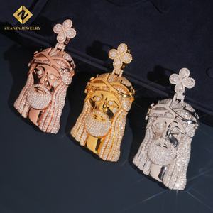 Colgante de Moissanita de Moda, Colgante de Jesús, Plata de Ley 925, Moissanita con Incrustaciones de Diamantes, Joyería con Certificado GRA y Caja de Regalo - Product Image 4