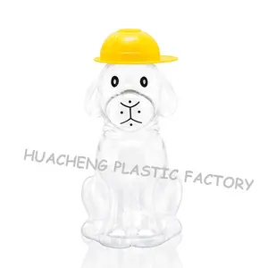 可爱的狗形食品级透明塑料甜糖果宠物罐为孩子玩具