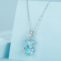 Vente chaude mignon coloré S925 en argent Sterling rêveur ours pendentif bricolage perles pendentif pour colliers Bracelet bijoux