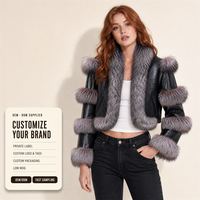 Veste en fourrure noire haut de gamme, en fourrure de renard argenté, en cuir gaufré croco, pour femmes, pour le temps froid