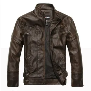 Wholesale Mens Classic Leather Motorcycle Plus Size Jacket With Top Quality Material