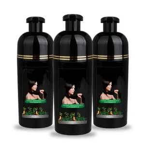 OEM Private Label Organik Herbal Pewarna Rambut Hitam Sampo Putih Hitam Pewarna Rambut Sampo