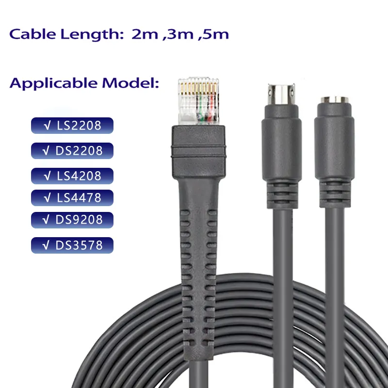 ODM OEM 2 м PS2 клавиатура к RJ50 RJ45 CBA-K01-S07PAR кабель POS de escaner de codigo de barras для символа LS2208 LS4208 LS3408