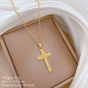 18K Gold Plated <b>Cross</b> Jesus Stainless Steel Necklaces Mix Lot Waterproof Cubic Zircon Jewelry Necklace Holiday Casual Accessory - Product Image 6