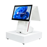 Système de point de vente tout-en-un avec écran tactile capacitif de 15,6 + 11,6 pouces, double écran Android / Windows, machine de facturation avec imprimante de reçus