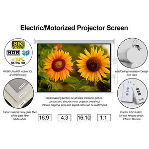 Écran de projection HEYU de qualité supérieure 100 120 150 pouces, écran de projection en tissu de fibre de verre motorisé 4K avec moteur synchrone - Product Image 5