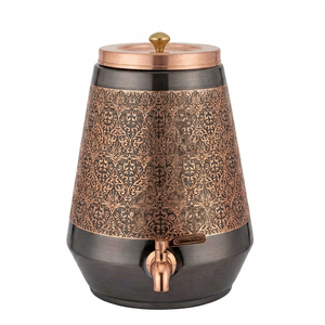 <b>Copper</b> Beverage Dispenser with <b>Ornamental</b> Metal Finish Vintage Drink Server with Tap for Home Restaurant & Event Use - Product Image 1