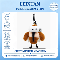Porte-clés peluche moustique à grands yeux drôle, corps brun fourrure, longue trompe noire, ailes blanches, style original et mignon, cadeau fantaisie pour sac