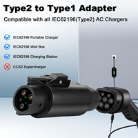 Adaptateur de chargeur EV 32A Type2 vers Type1, convertisseur IEC 62196 220V -30 à +50, nouvelle protection IP54, garantie de 2 ans