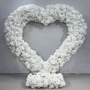 Rosa herzförmiger Hochzeits bogen künstlicher Blumen bogen für Hochzeits dekoration - Product Image 6