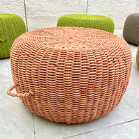 Pouf rond d'extérieur en gros, repose-pieds, grand tabouret tricoté, coussin de siège, décoration bohème pour patio, siège supplémentaire, coussin de sol, chaise