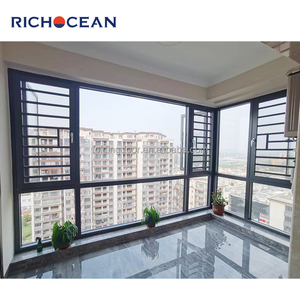 หน้าต่างบานเปิดอลูมิเนียมกระจกสองชั้น RICHOCEAN ราคาประหยัด สำหรับภายนอกอาคาร พร้อมราวกันตกและมุ้งลวด - Product Image 6