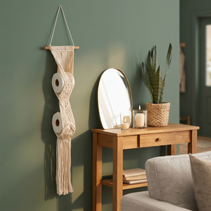 Jardinière murale ronde en macramé sculptée à la main Homly, support de pot suspendu en coton écologique, capacité de 15 kg, pour plantes d'intérieur/extérieur - Product Image 3