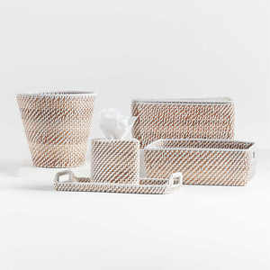 Meilleures ventes Boîte à mouchoirs en rotin blanc vintage blanchi à l'eau de Javel pour salle de bain, matériau naturel, écologique, robuste - Product Image 5