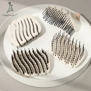 Escova portátil de marca própria para mão, escova de cerdas misturada com escova de cabelo de nylon e material de palha de trigo