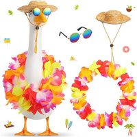 Tenues Hawaïennes Luau pour Oies de Porche, Vêtements de Statue de Jardin d'Été, Guirlande Lei, Costume pour Fête en Plein Air, Décoration de Jardin