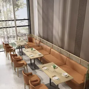 Personalizzazione ristorante divano stand posti a sedere Cafe mobili commerciali sedia in legno e tavolo set per il ristorante