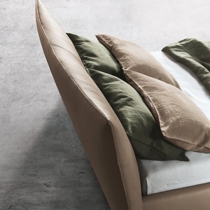 Ý tối giản tùy chỉnh chính hãng Da xoài rắn gỗ đầu giường 1.8m giường đôi hiện đại đơn giản ánh sáng sang trọng giường mềm - Product Image 3