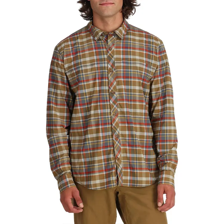 Camisa Columbia de pesca para hombre con botones suaves de manga larga de alta calidad
