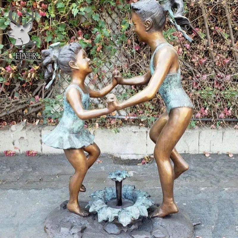 Outdoor Garden Decorative Metal Craft Life Size Figure Bronze Fountain Bronze Dancing Girl Statue Water Fountain