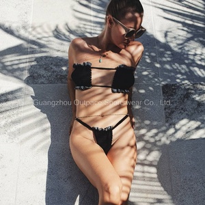 Traje de Baño de Dos Piezas OUTPACE Hecho a Mano en Spandex/Nylon, Bikini de Crochet de Color Sólido para Mujer, Talla Grande, en Oferta - Product Image 5