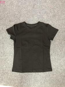 T-shirt da <span class=keywords><strong>Donna</strong></span> Personalizzate all'Ingrosso, Top Corto Estivo Morbido, Maglietta Aderente <span class=keywords><strong>Sexy</strong></span> in Tinta Unita, 95% Cotone 5% Spandex - Product Image 2