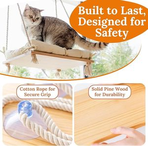 Cama de percha para gatos, 4 ventosas fuertes, hamaca para mascotas para gatos de interior - Product Image 5