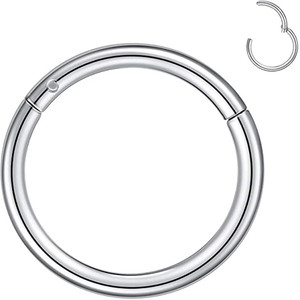Boucles d'oreilles circulaires en acier inoxydable 8 mm, bijoux de piercing unisexe tendance - Product Image 1