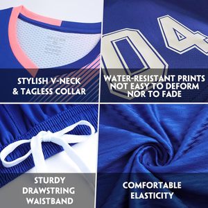 Camiseta de Fútbol Personalizada Unisex para Adultos, Cuello en V, Sublimada, Transpirable, de Malla, Secado Rápido, Media Manga, con Número de Equipo, Deportiva - Product Image 4