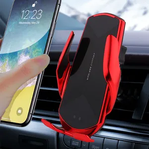 LVSHUO — support de téléphone pour voiture sans fil, accessoire à infrarouge, à serrage automatique, chargeur 15W, automatique, pour automobile