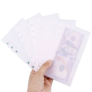 A6 accessoires de reliure budgétaire fermeture éclair sac de billets PP <span class=keywords><strong>plastique</strong></span> 6 trous reliure à anneaux pochettes sans fermeture éclair pour <span class=keywords><strong>classeur</strong></span> budgétaire - Product Image 1