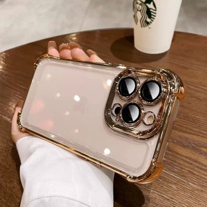 <span class=keywords><strong>Transparent</strong></span> luxe Anti chute espace étui de téléphone pour <span class=keywords><strong>iPhone</strong></span> 15 14 13 Pro Max <span class=keywords><strong>Silicone</strong></span> pare-chocs clair dur couverture arrière <span class=keywords><strong>coque</strong></span> - Product Image 6