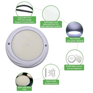 AC/DC 12-24V Par56 Reemplazo de luz de piscina ABS LED RGB Control remoto IP68 Lámpara de piscina con 24W Carrier PC Body - Product Image 3