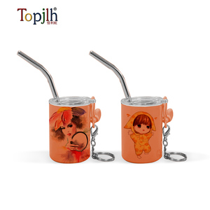Topjlh personalizado impreso miniatura Mini vaso <span class=keywords><strong>de</strong></span> chupito Mini vaso sublimación con tapa llavero Metal paja <span class=keywords><strong>vasos</strong></span> <span class=keywords><strong>de</strong></span> chupito - Product Image 4