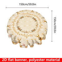 Taplak Meja Poliester Motif Rusa Kutub Portabel, Banner Meja Pesta Warna Krem, Dekorasi Makan Malam Musim Dingin Emas, Hutan Natal, Pesta, Grosir