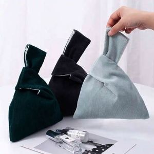 Wholesale Reusable Color Portable Japanese Custom Fabric Cotton Corduroy Pouch Knot Wrist <b>Bag</b> - Product Image 2